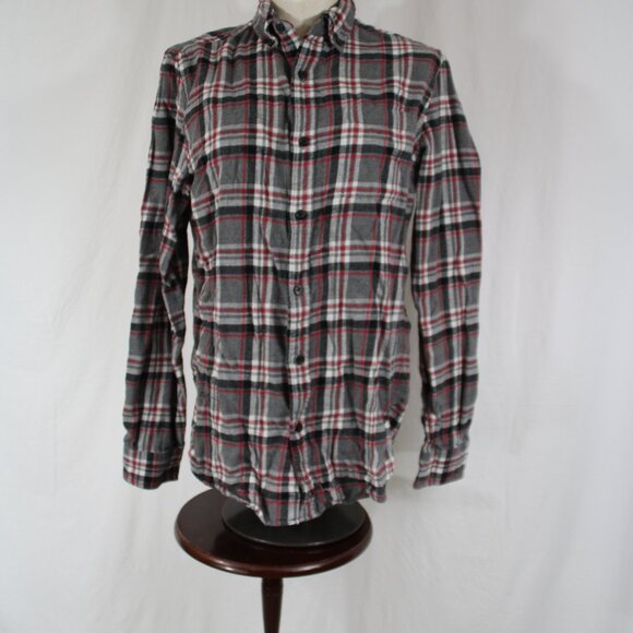 49ers Flannel San Francisco Shirt Button Down NFL Red/Gray Size S Upcycled - Picture 2 of 6